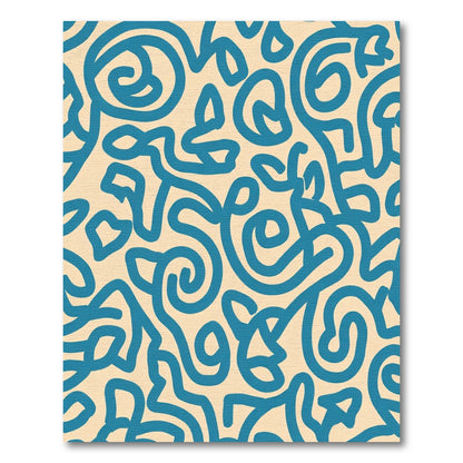 Teal Swirl Abstract Organic Flow Rug