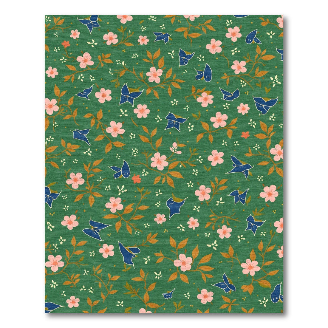 Emerald Green Floral Bird Medley Rug
