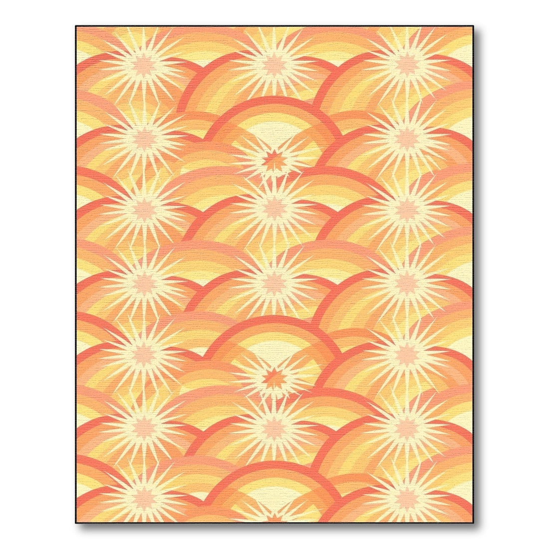 Orange Sunburst Wave Area Rug