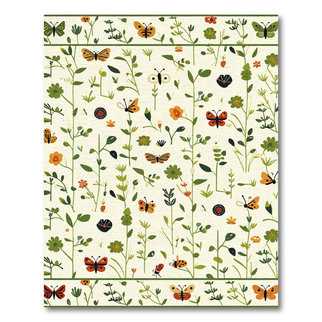 Whimsical Butterfly Garden Print Rug
