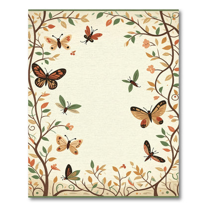 Whimsical Butterfly Garden Branches Rug