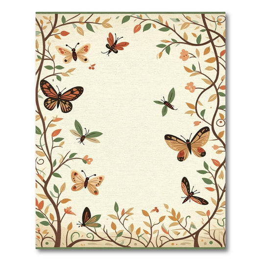 Whimsical Butterfly Garden Branches Rug