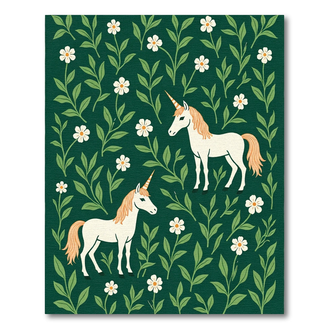 Enchanted Unicorns Amidst Verdant Foliage Rug