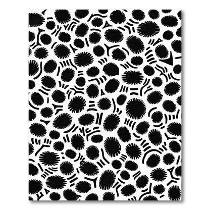 Black Textured Circles Scattered Composition Rug