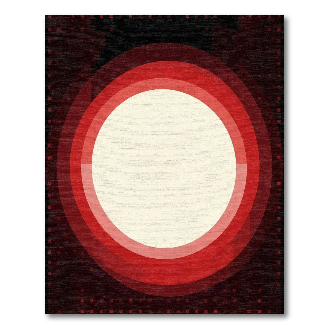 Crimson Radial Concentric Circles Rug
