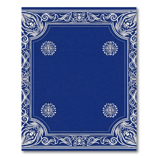 Cobalt White Floral Border Medallion Rug