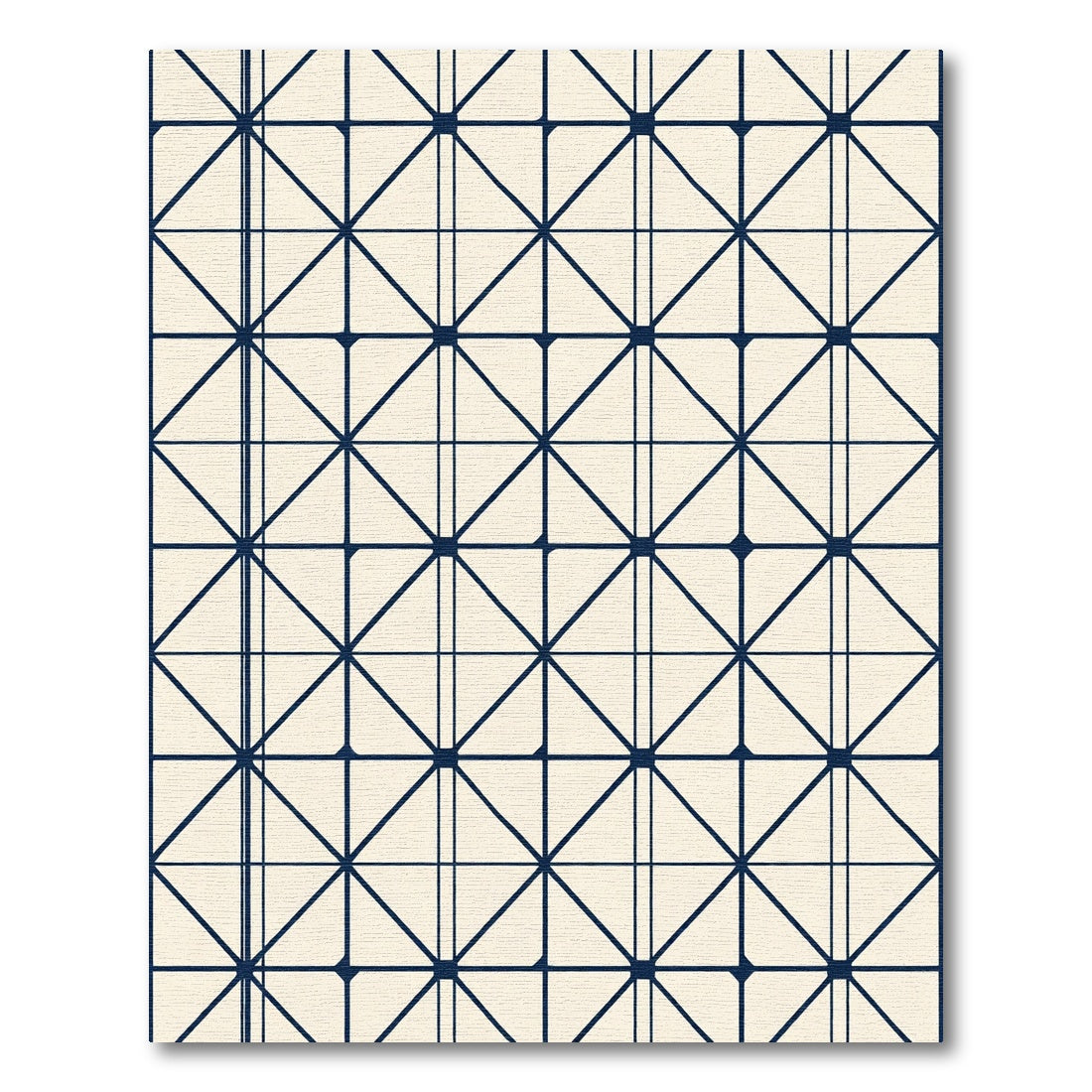Cream Navy Geometric Lattice Rug