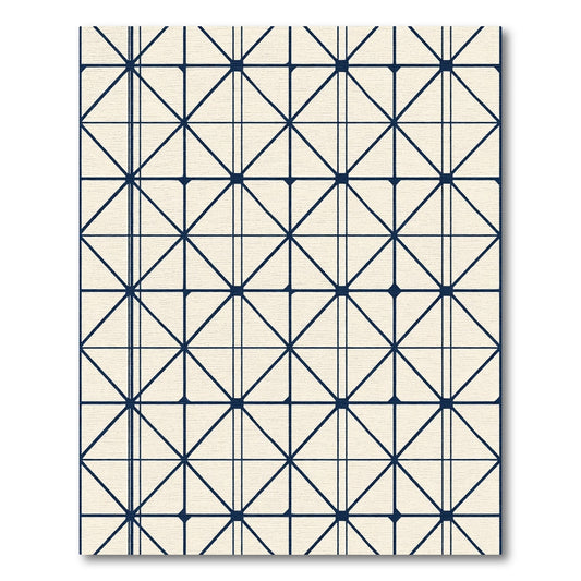 Cream Navy Geometric Lattice Rug