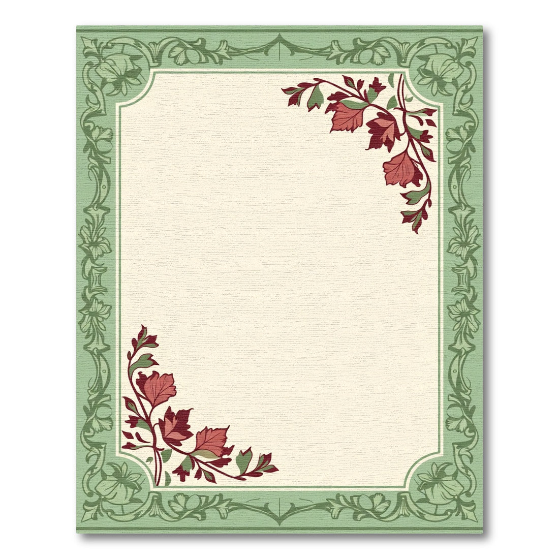 Sage Green Floral Corner Accents Rug