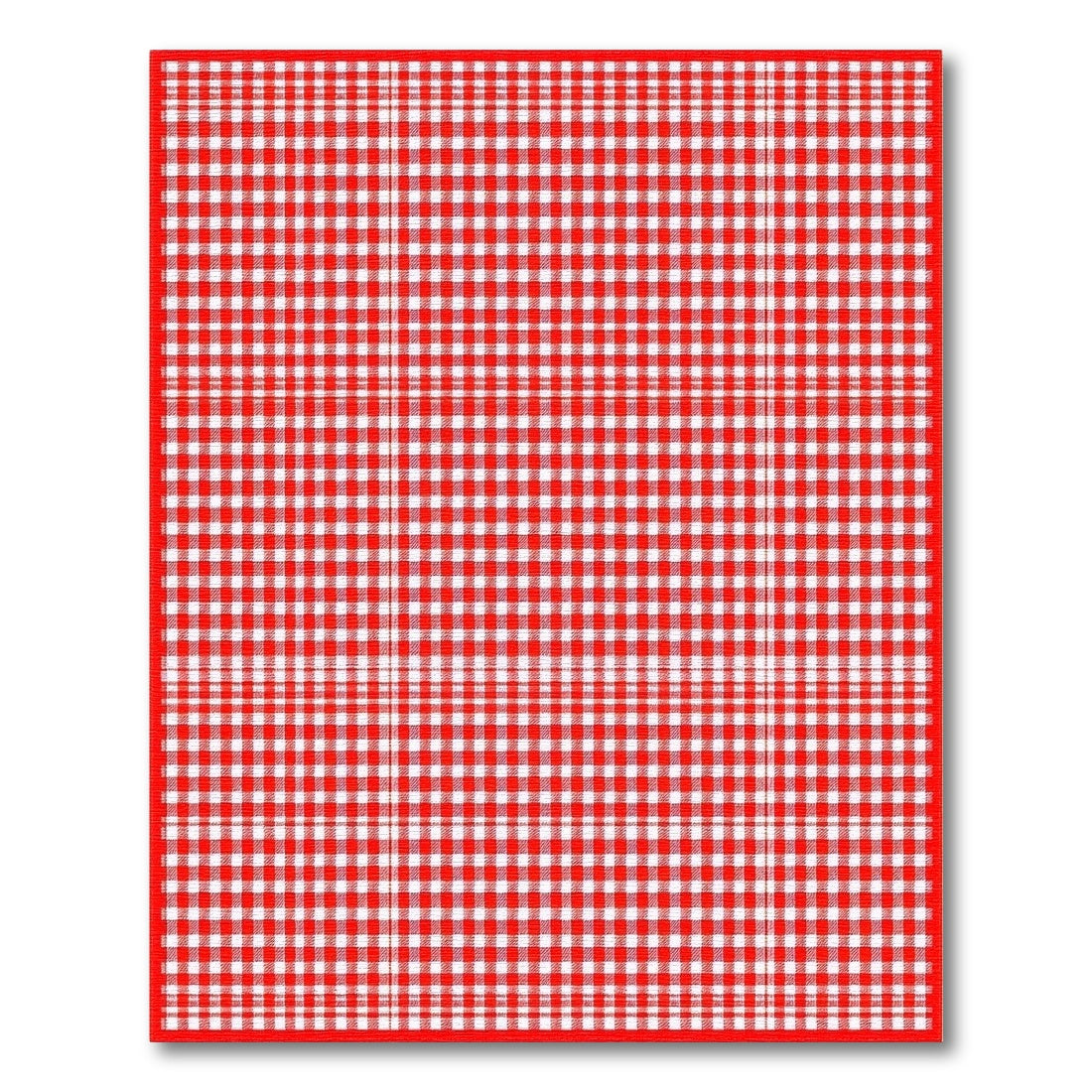 Rustic Farmhouse Red Gingham Checkered Washable Area Rug