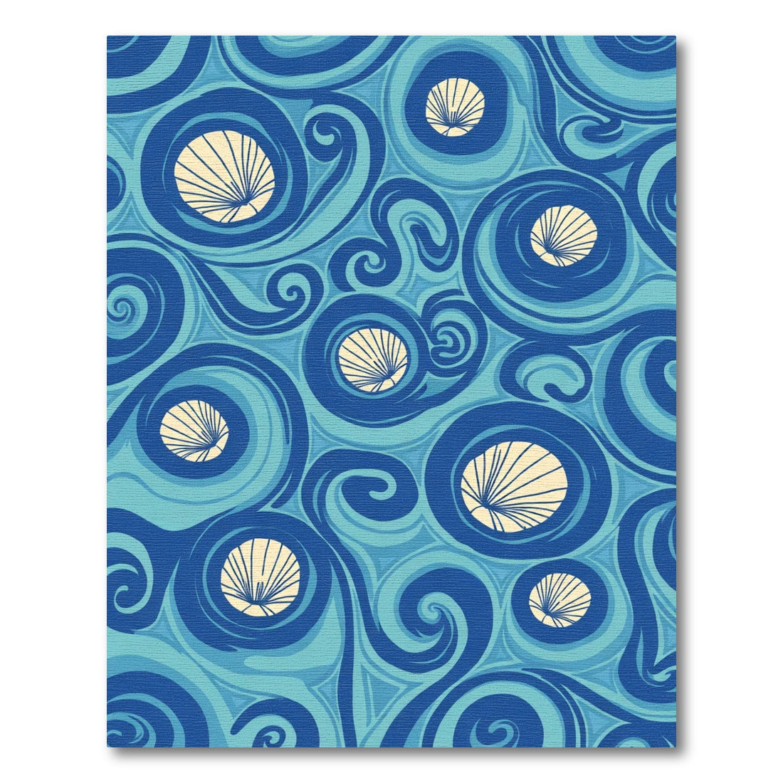 Azure Swirling Circles Fan Shell Rug