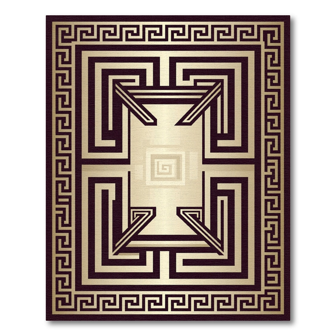 Metallic Gold Greek Key Maze Rug