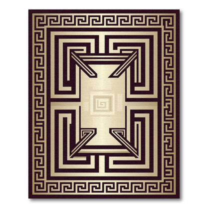 Metallic Gold Greek Key Maze Rug