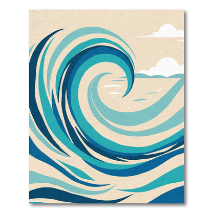 Ocean Blue Swirling Wave Layers Rug