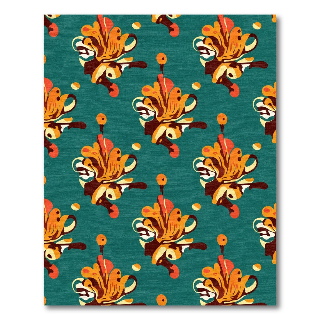 Orange Yellow Abstract Floral Swirl Rug
