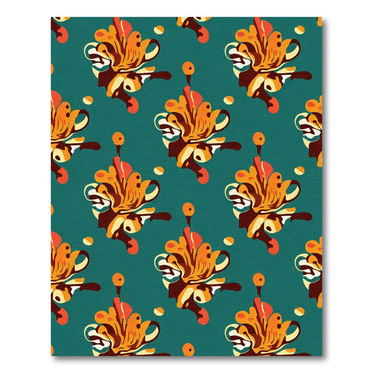 Orange Yellow Abstract Floral Swirl Rug