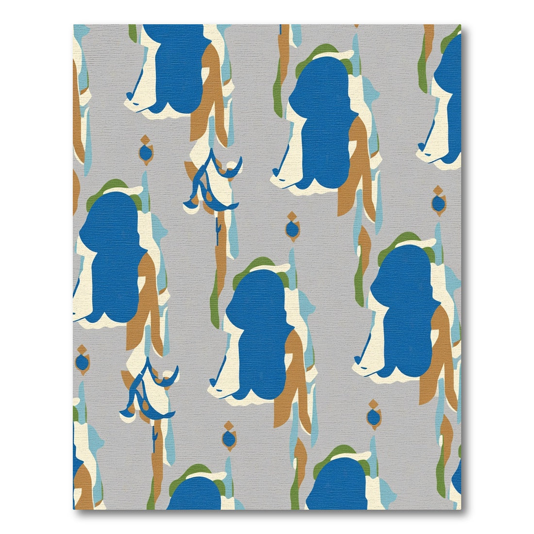 Abstract Blue Ivory Tan Organic Shapes Rug