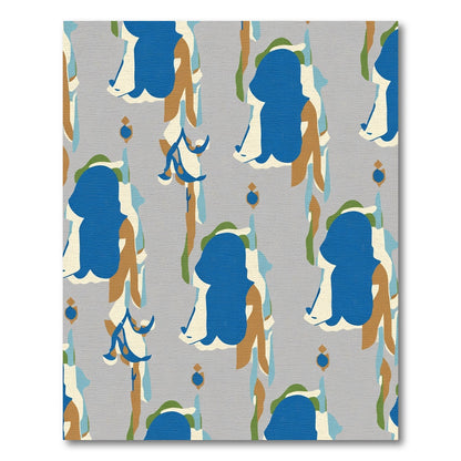 Abstract Blue Ivory Tan Organic Shapes Rug