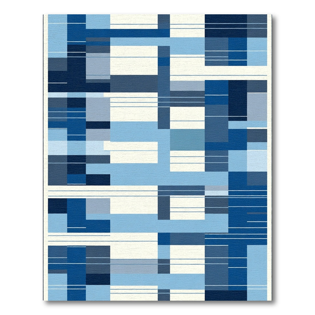 Blue Geometric Blocks and Lines Rug