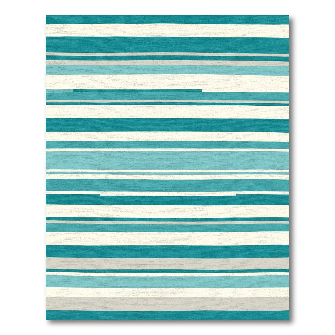 Teal And Cream Horizontal Stripe Rug
