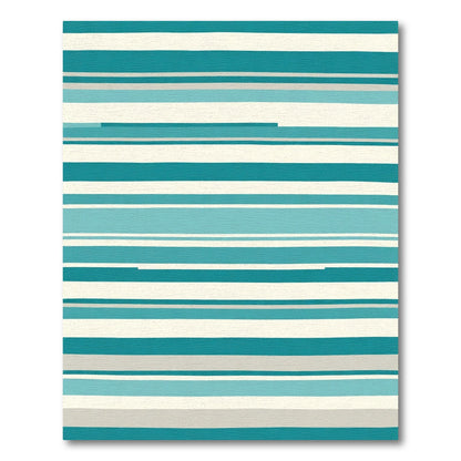Teal And Cream Horizontal Stripe Rug