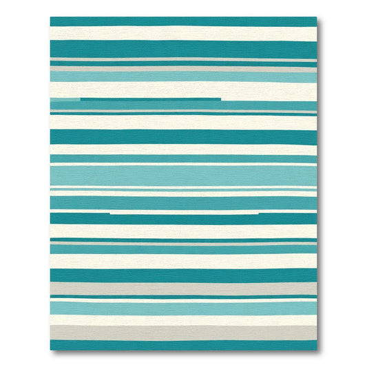 Teal And Cream Horizontal Stripe Rug