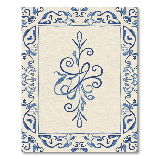 Traditional Blue Floral Center Medallion Rug
