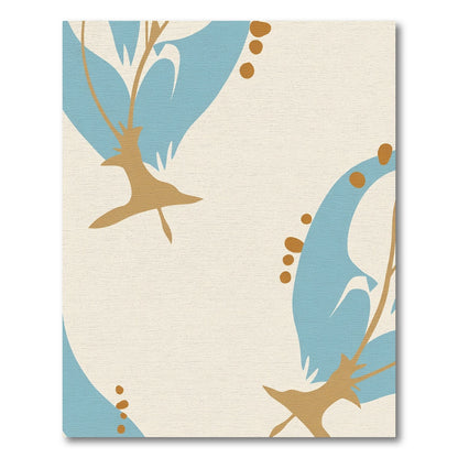 Sky Blue Abstract Floral Dot Rug