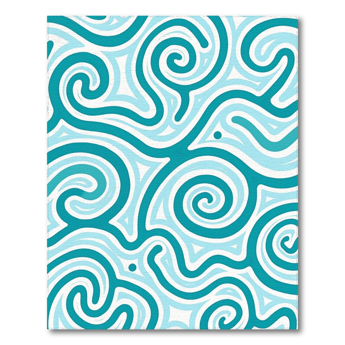 Teal Abstract Swirling Curls Rug