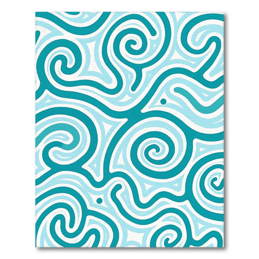 Teal Abstract Swirling Curls Rug