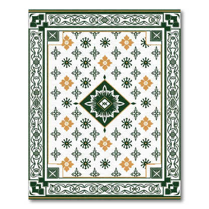 Emerald Gold Floral Diamond Border Rug