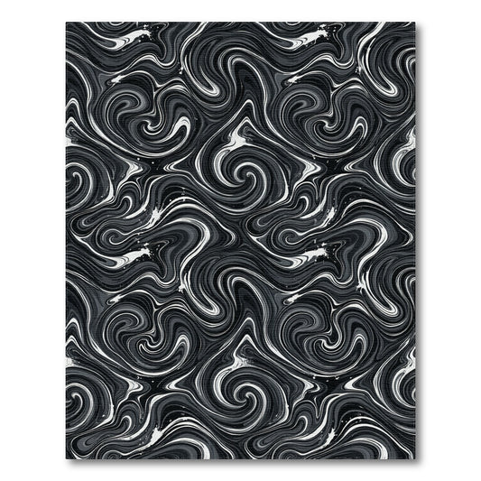 Abstract Area Black White Marble Swirl Area Rug