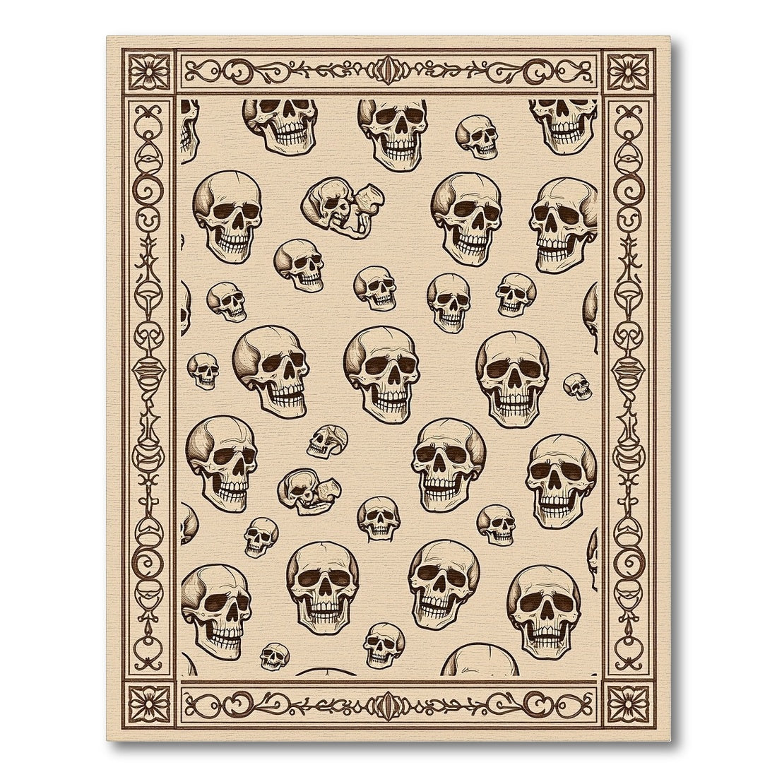 Brown Skull Collage Pattern Rug