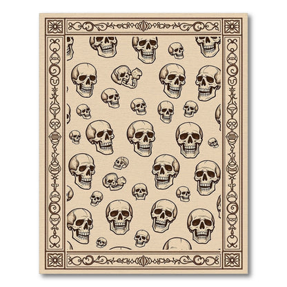Brown Skull Collage Pattern Rug
