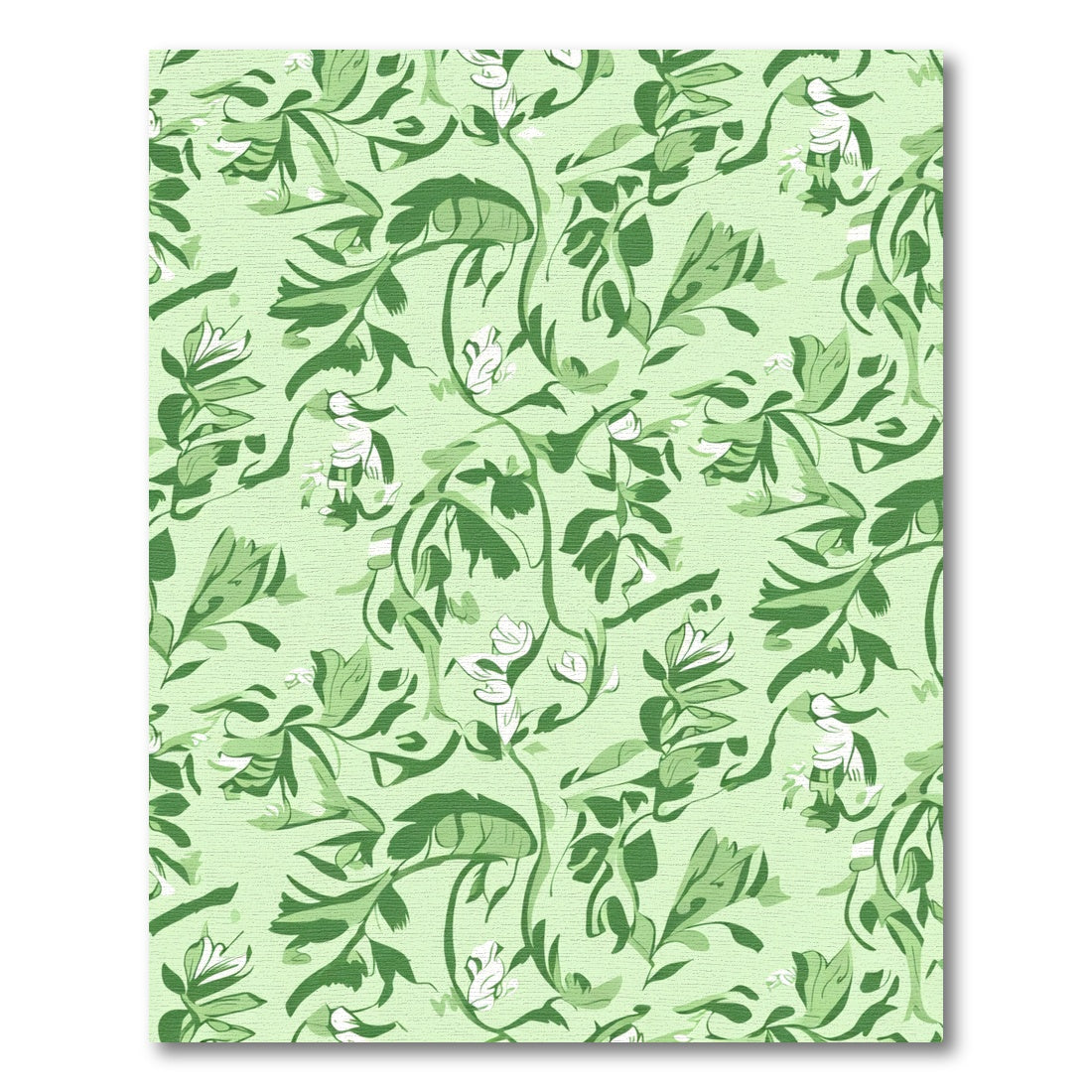 Delicate Green Floral Botanical Arrangement Rug