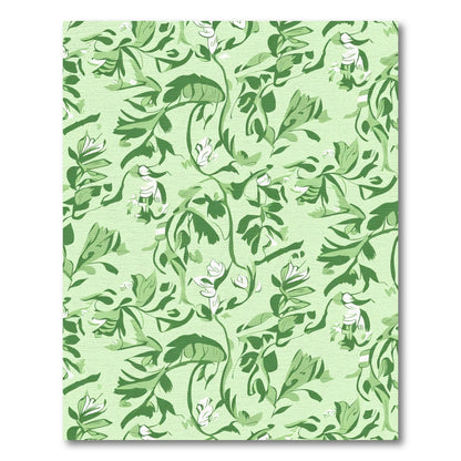 Delicate Green Floral Botanical Arrangement Rug