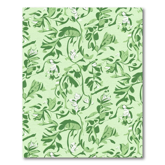 Delicate Green Floral Botanical Arrangement Rug