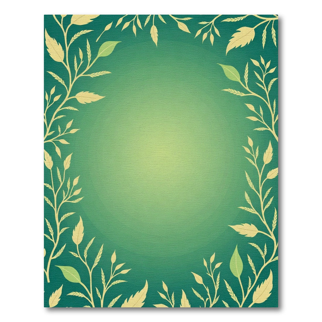 Emerald Green Leafy Vine Border Rug
