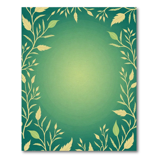 Emerald Green Leafy Vine Border Rug