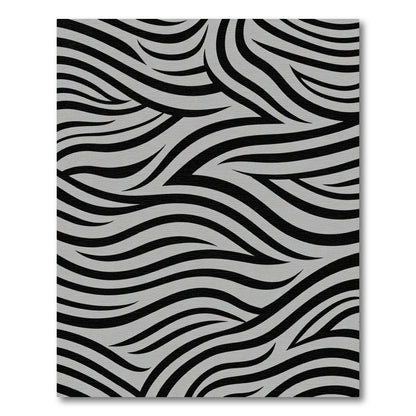 Modern Black Gray Abstract Waves Rug