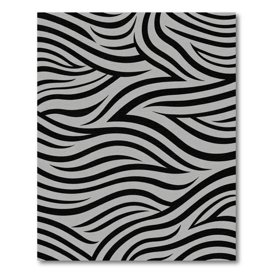 Modern Black Gray Abstract Waves Rug