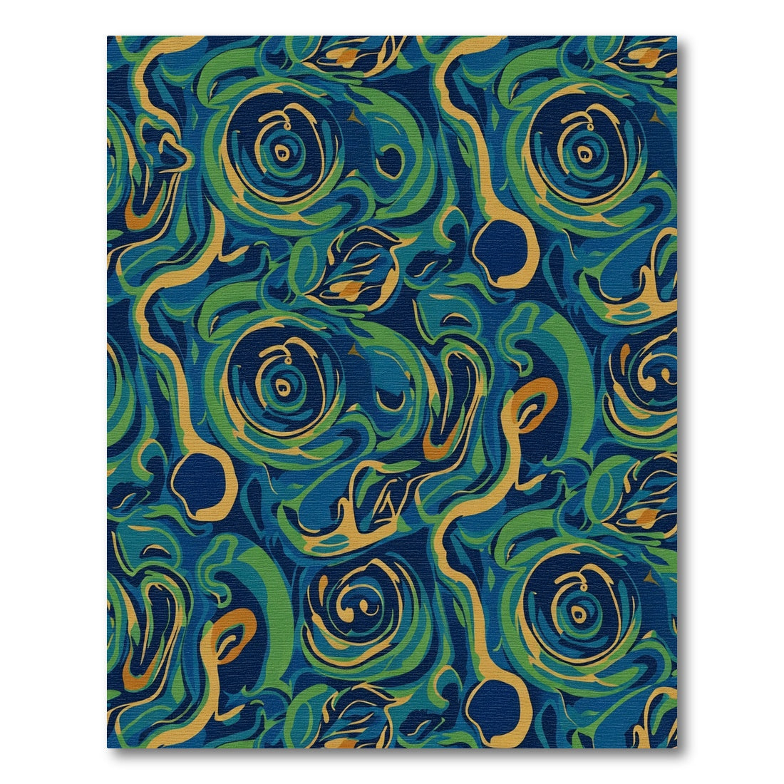 Abstract Swirls Blue Green Gold Rug