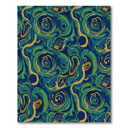 Abstract Swirls Blue Green Gold Rug