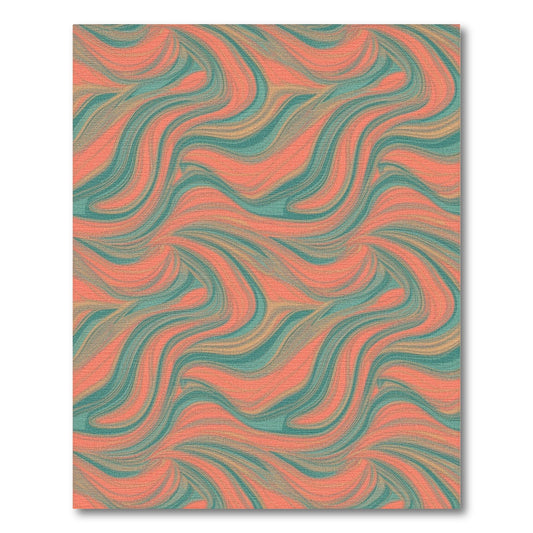 Coral Teal Swirl Abstract Area Rug