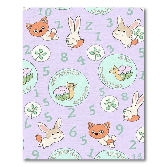 Cute Animals And Numbers Lavender Rug