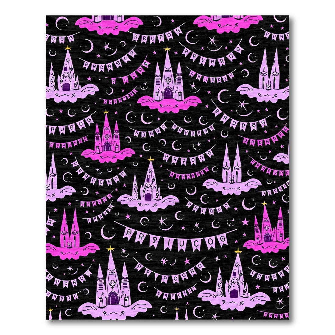 Purple Castle Moon Star Bunting Rug