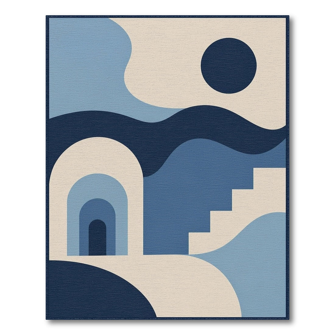 Geometric Modern Blue and Teal Blue Geometric Arch Area Rug