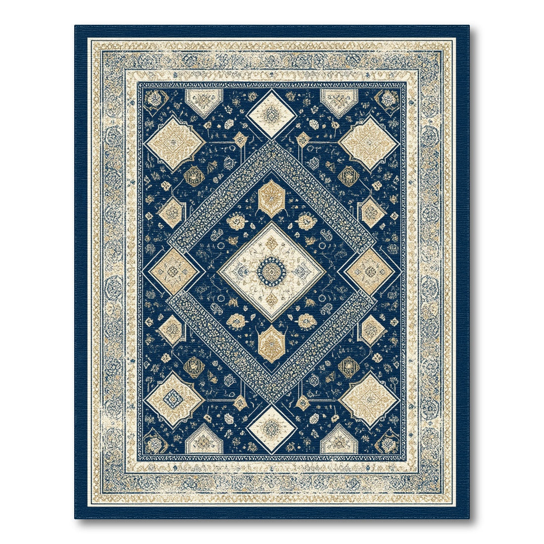Navy Blue Persian Medallion No. 29 Area Rug