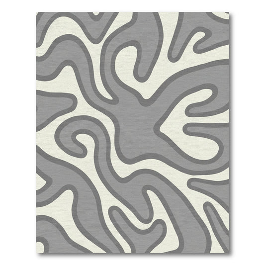 Gray Cream Abstract Flow Swirl Rug