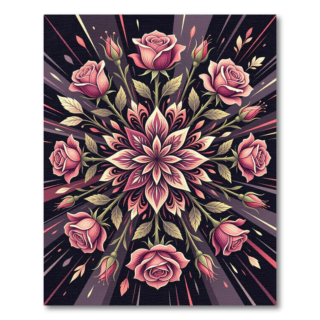 Pink Rose Floral Burst Rug